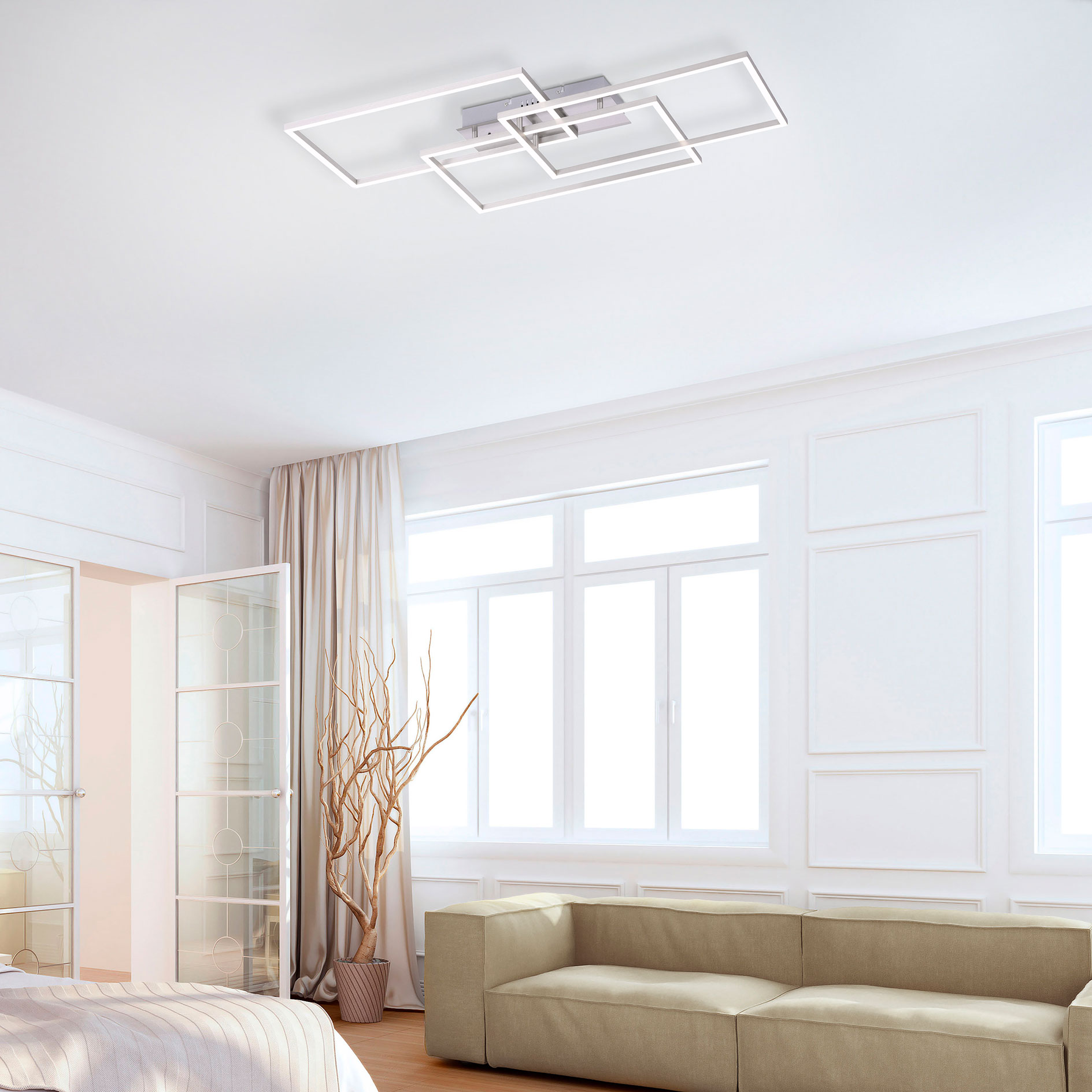 LED-Deckenleuchte - stahlfarben - dimmbar - 82 cm