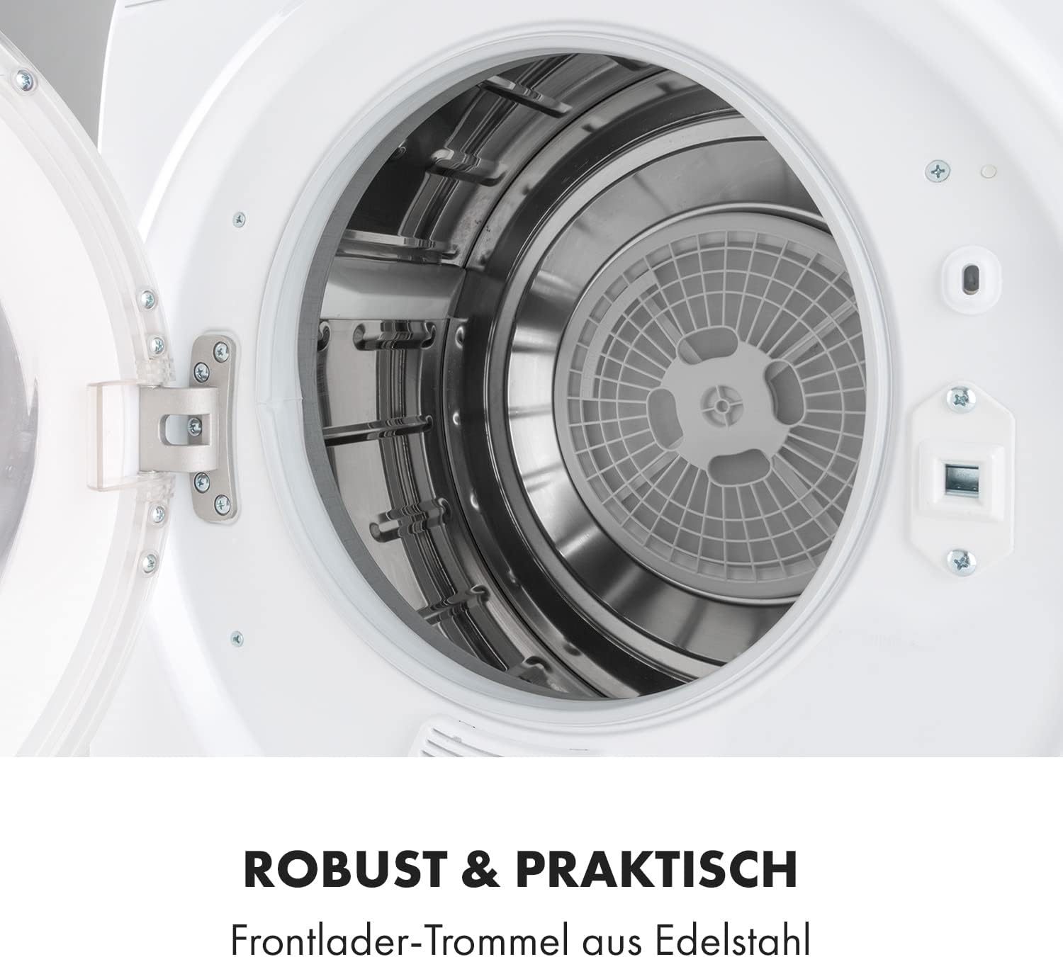 Klarstein Jet Set 2500 - Wäschetrockner, Ablufttrockner, Frontlader, 850 W, freistehend/Unterbau, EEK C, 2,5 kg, PTC-Heizelement, Wärmewahl bis 60 °C, Timer 20 bis 200 Minuten, Kompakt, weiß