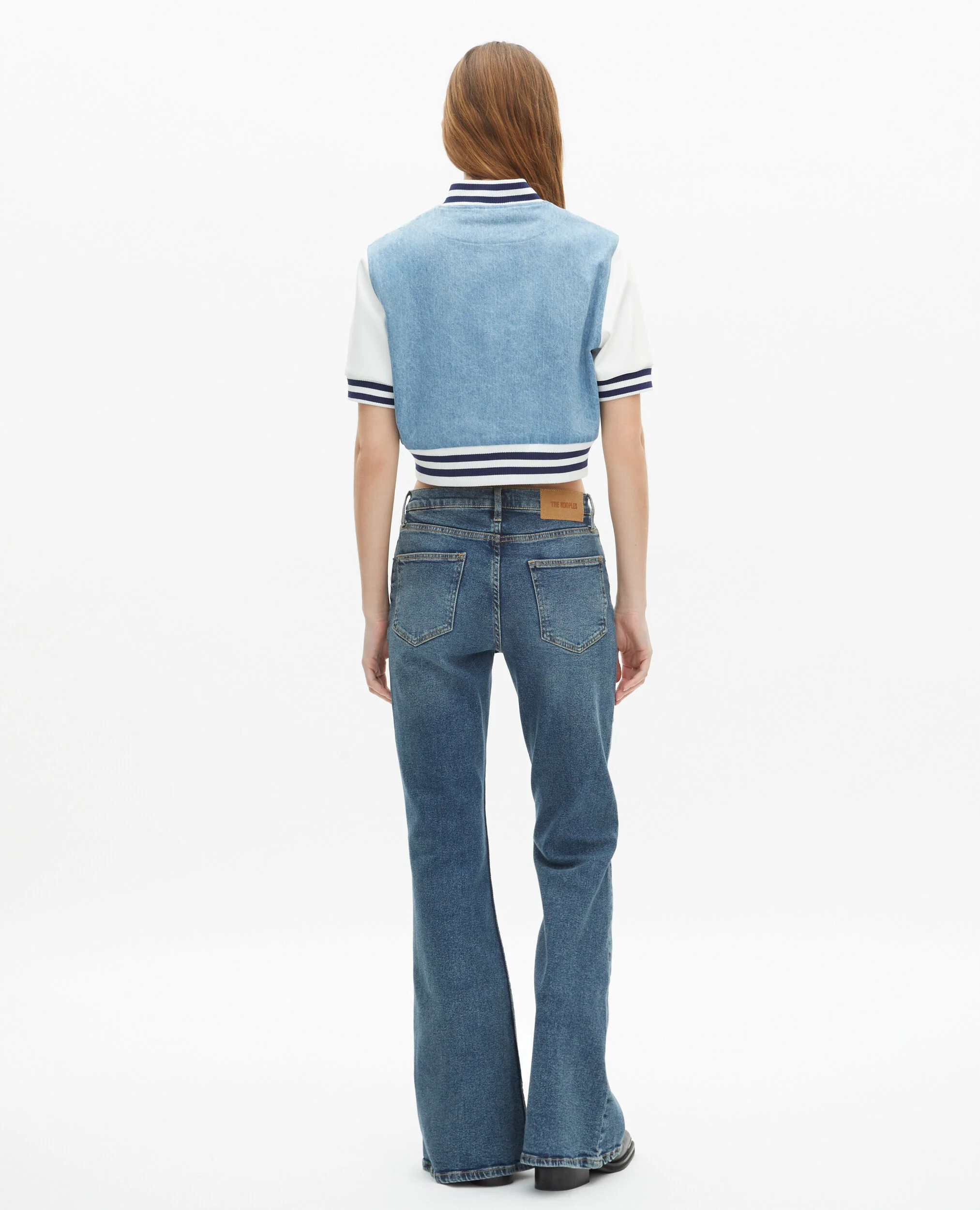 Blouson teddy manches courtes en denim