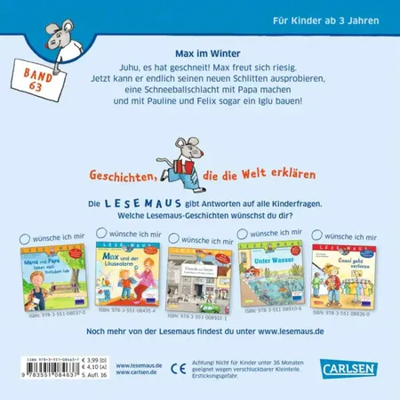 Carlsen Verlag LESEMAUS 63: Max im Winter