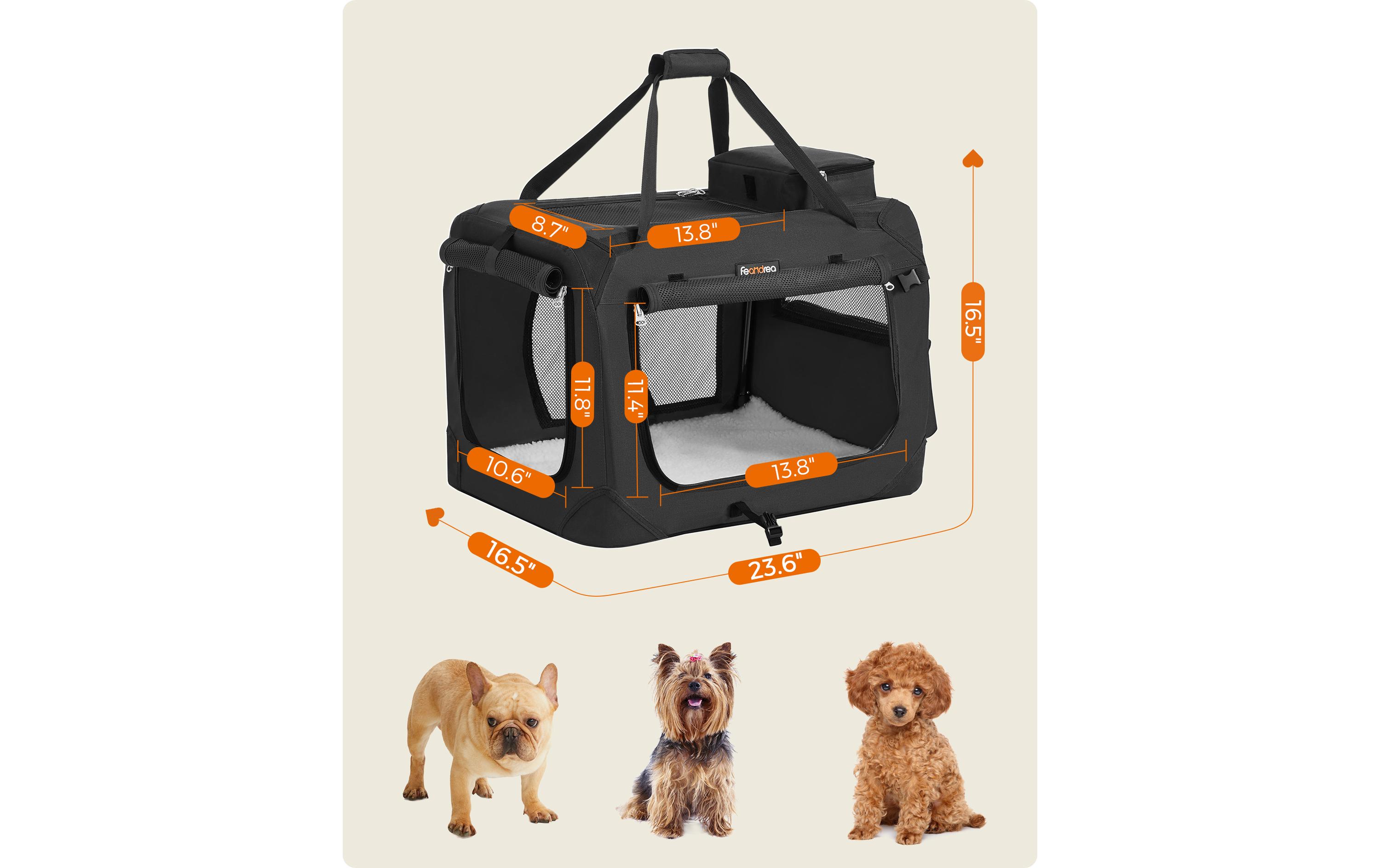 Transportbox Haustier, 60 x 42 x 42 cm, SchwarzTransportbox für Hunde und Katzen