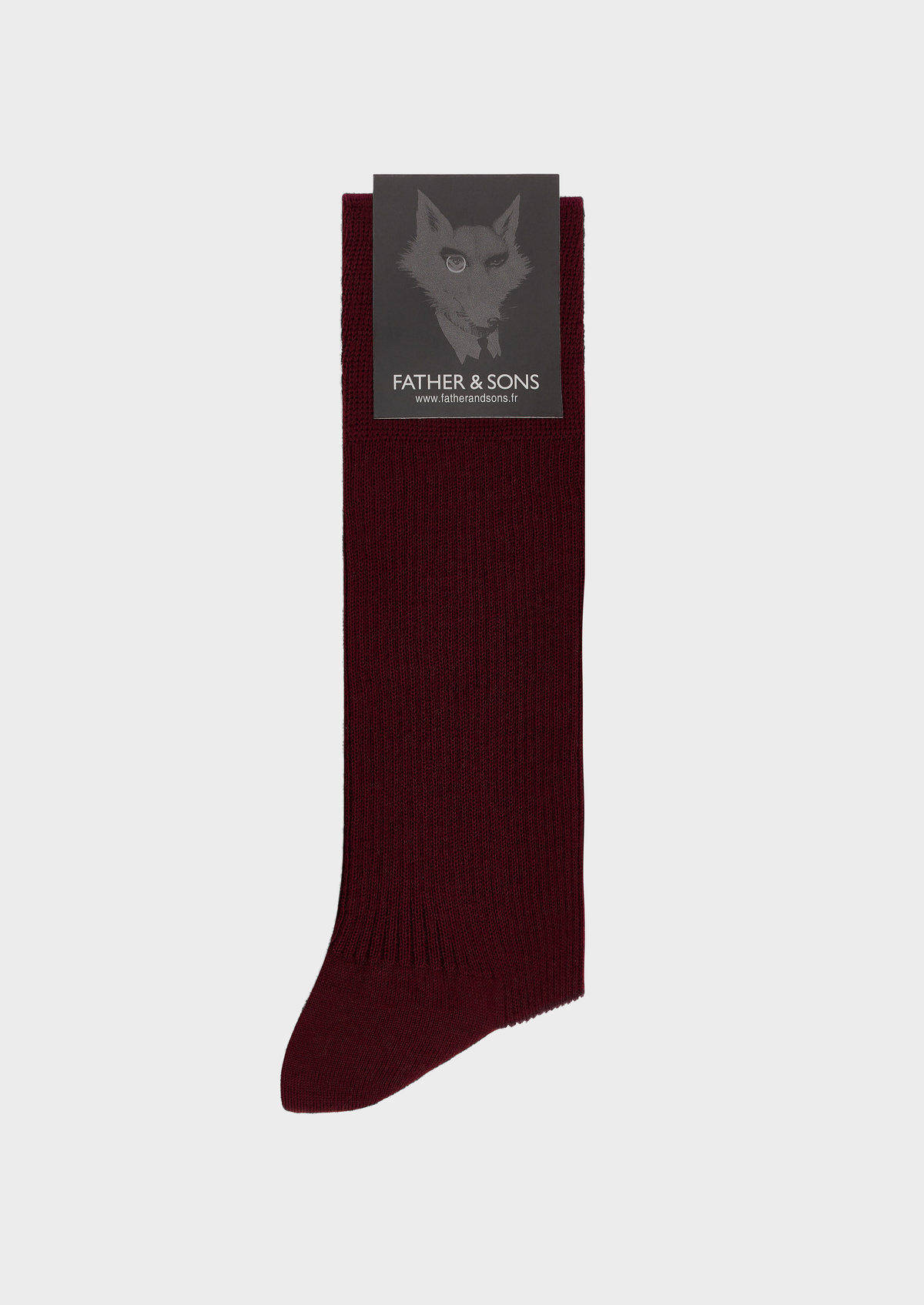 Chaussettes en laine Mérinos mélangée unie bordeaux