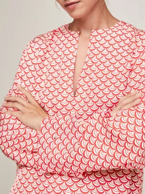 Blusa de modelagem solta com decote em V e estampa geométrica