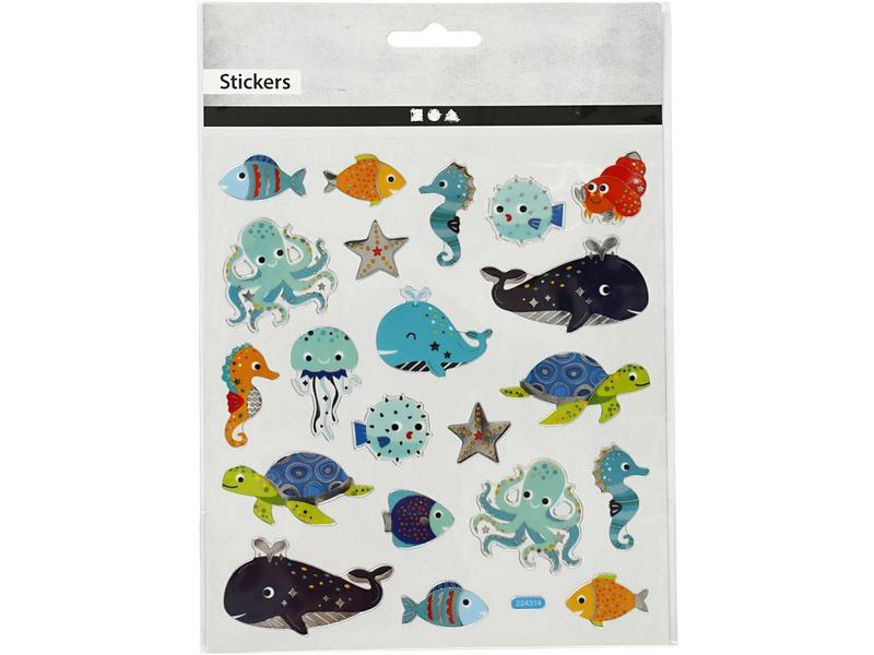 Creativ Company Motivsticker Meerestiere 1 Blatt, Mehrfarbi Sticker