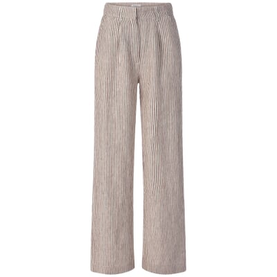 Damen-Leinenhose gestreift, Braun-Weiß