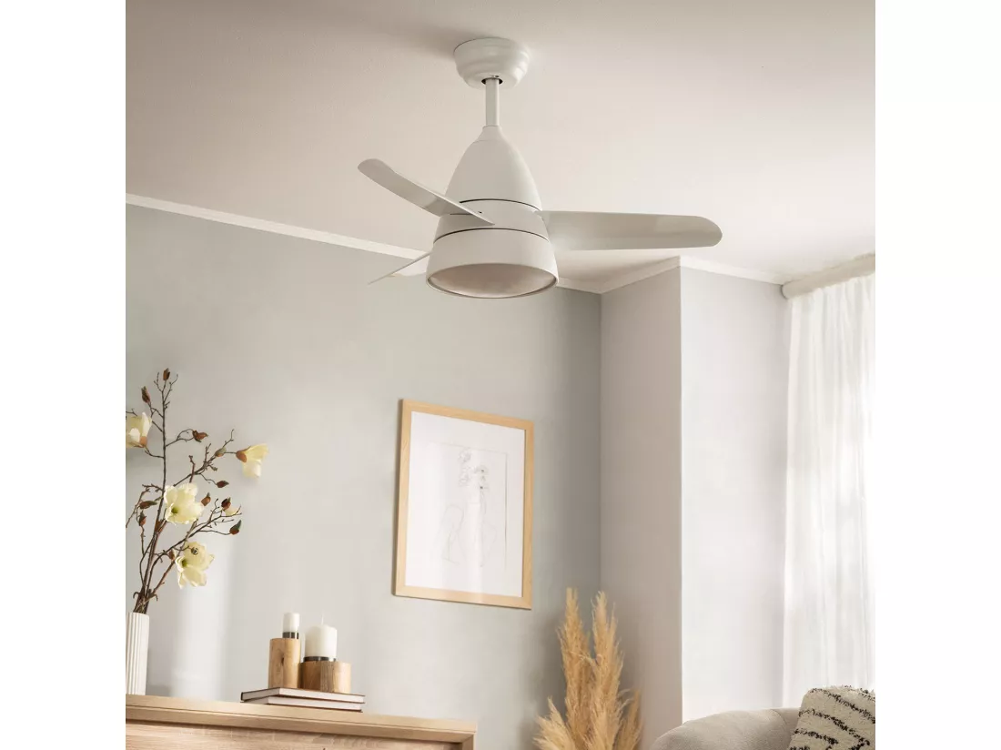 Ventilateur de Plafond Silencieux Industriel Blanc 91cm Moteur DC Avec lumière