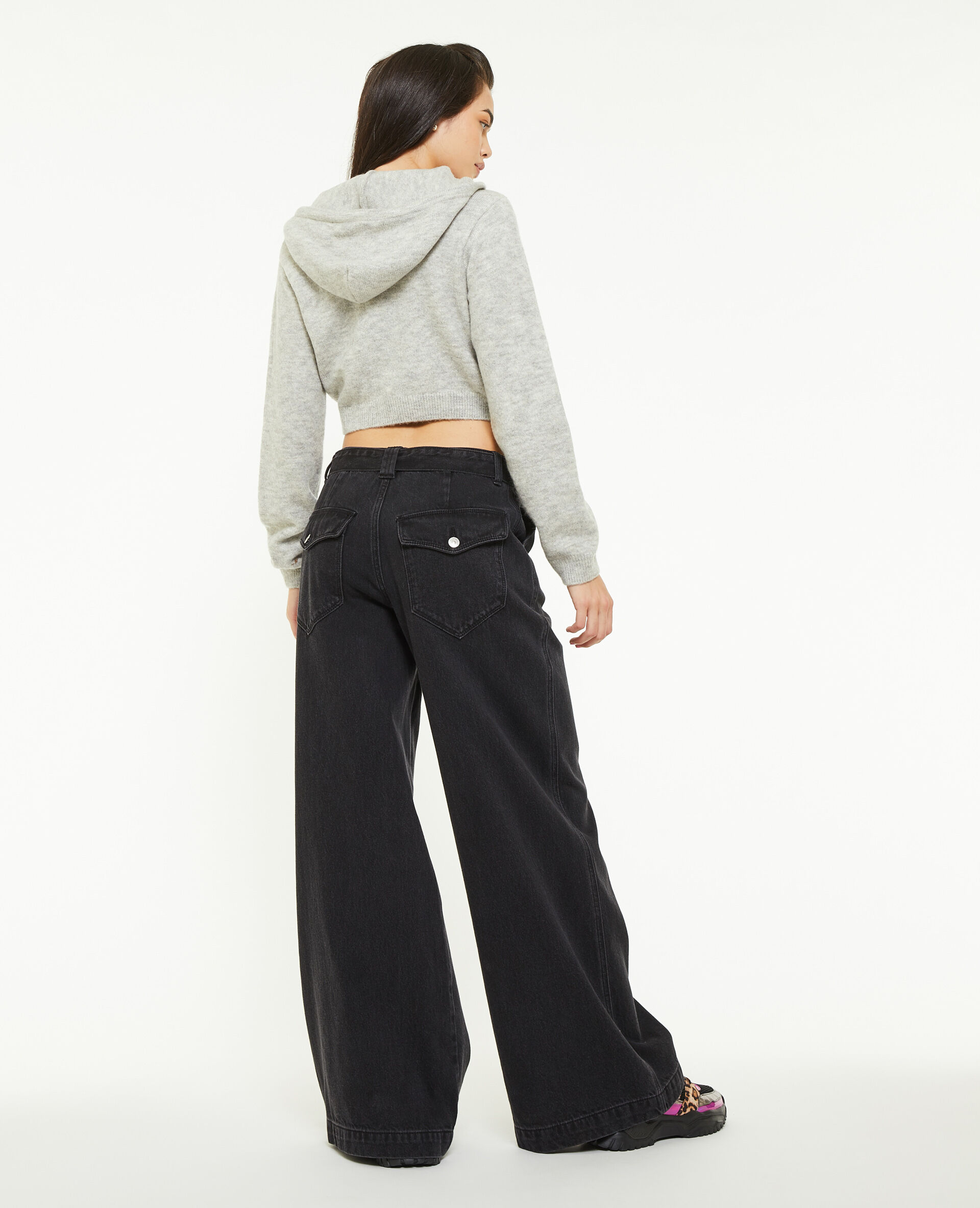Jean wide extra large avec ceinture - Noir