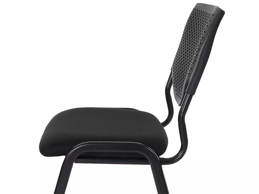 Chaise visiteur H401 Empilable (lot de 2), siège noir, pieds noirs