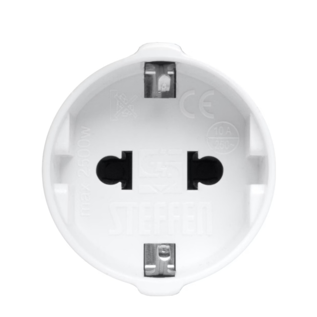 Europa zu Schweiz 3-poliger dezentral Reiseadapter Schuko Typ A/C/E/F auf Typ 12 (1409571 1) - Weiss