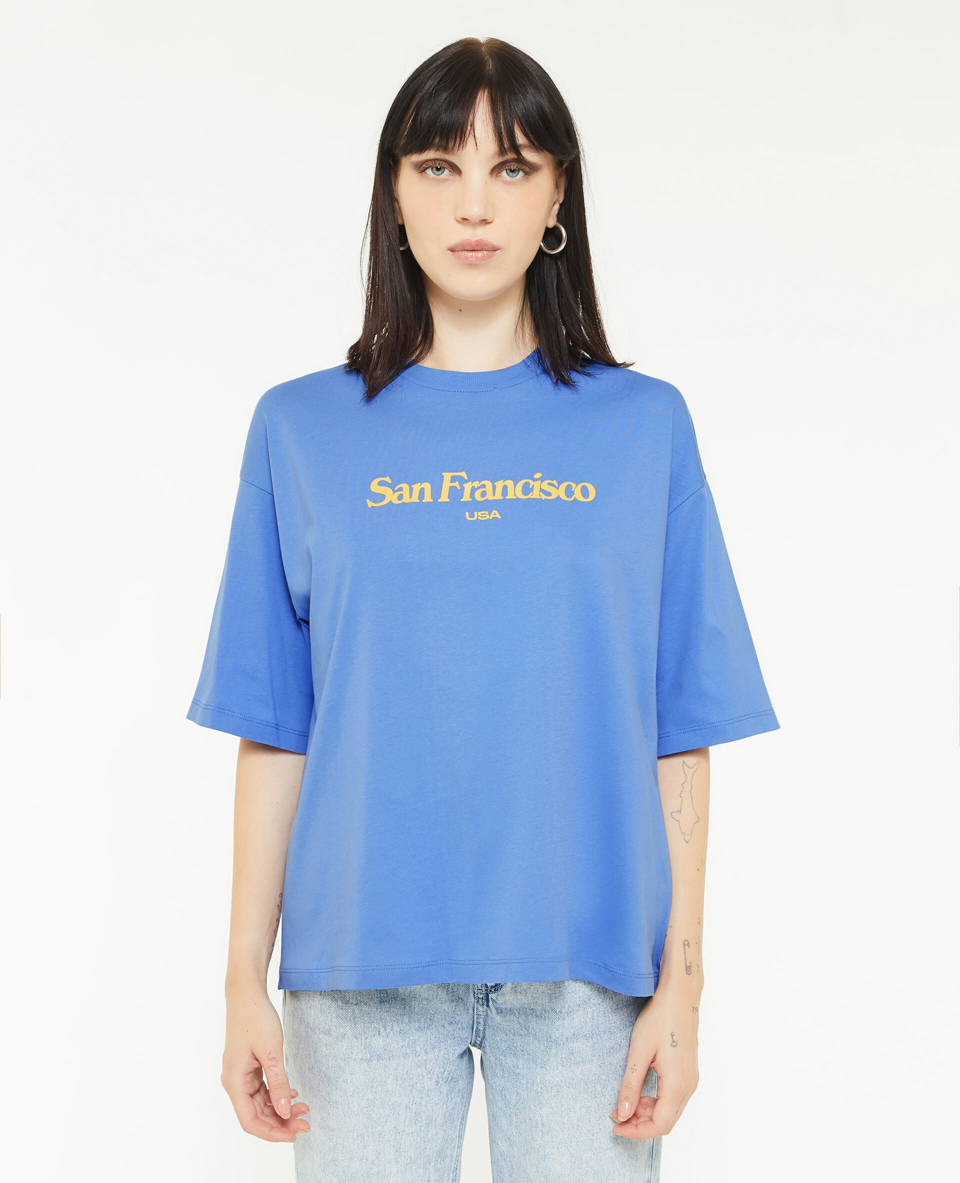 T-shirt à inscriptions - Bleu
