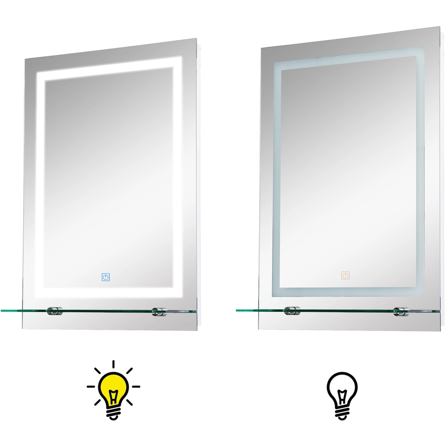 kleankin LED Badezimmerspiegel mit Glas-Ablage silber