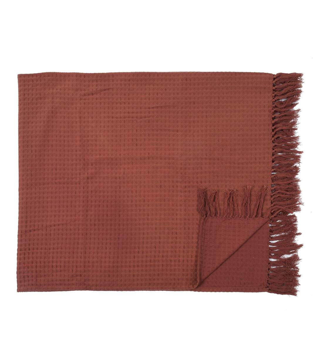 Plaid gaufré - 170 cm x 250 cm - Orange Terracotta
