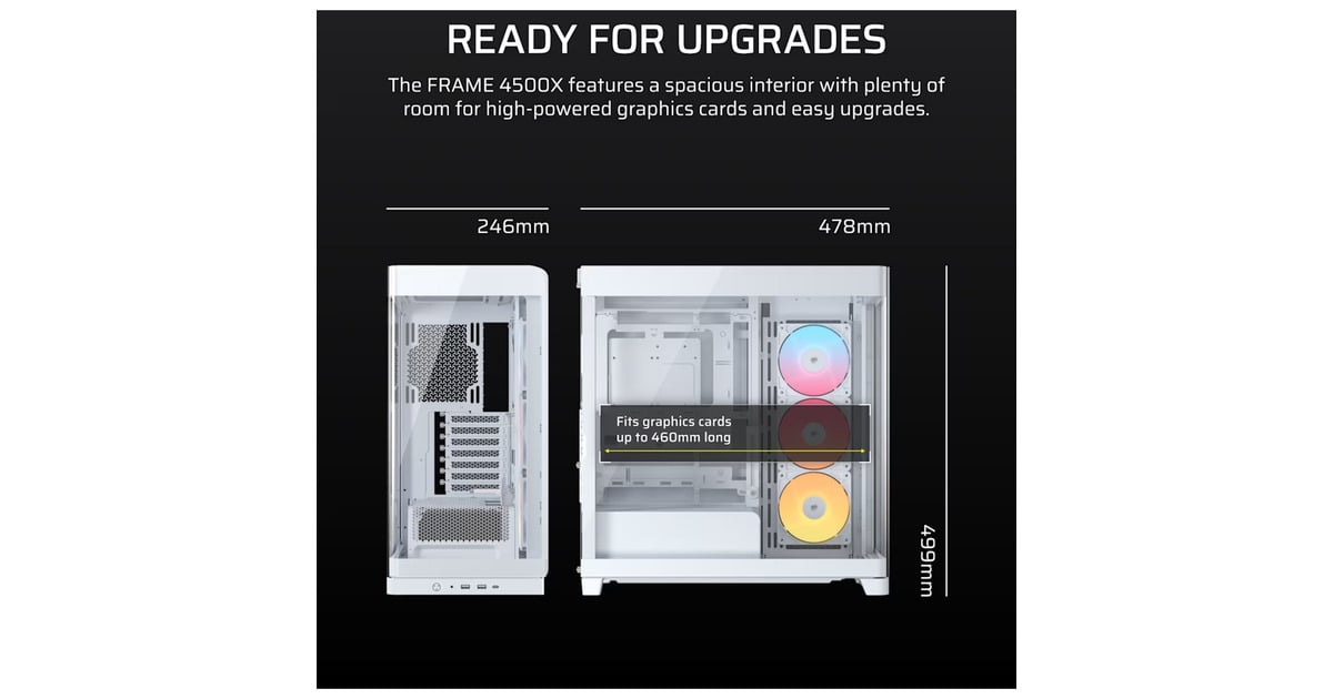 CorsairFRAME 4500X RS-R ARGB midi tower behuizing  (Wit | 2x USB-A | 1x USB-C | Tempered Glass)