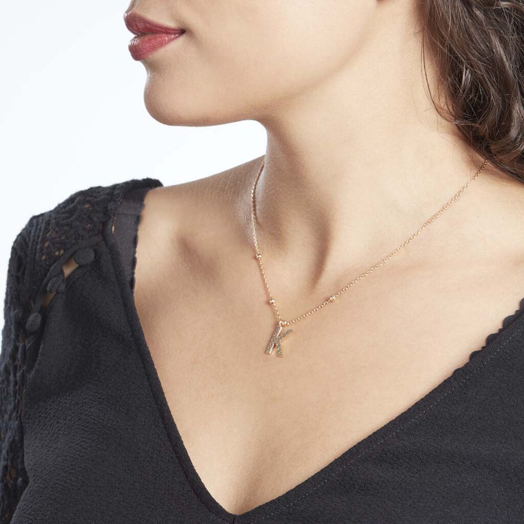 Collier Plaqué Or Jaune Lettra
