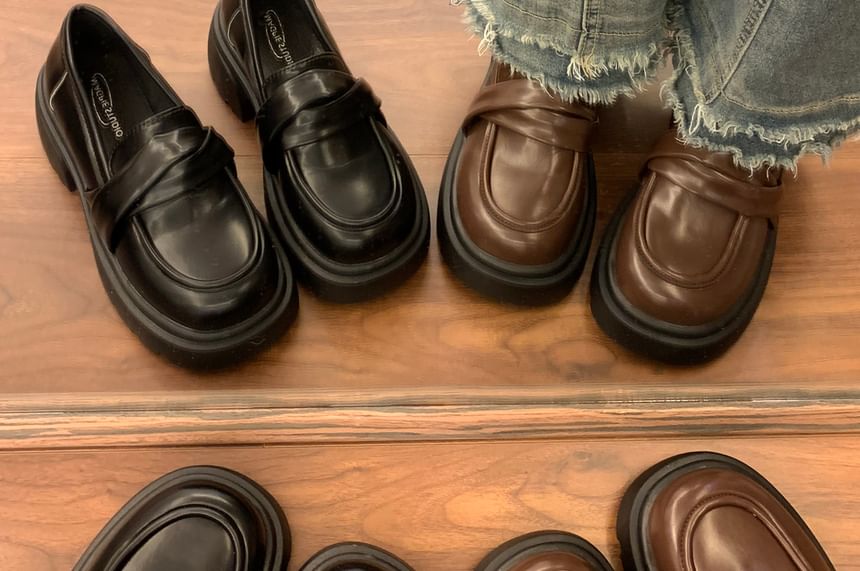 DURAC - Kunstleren loafers met plateauzool