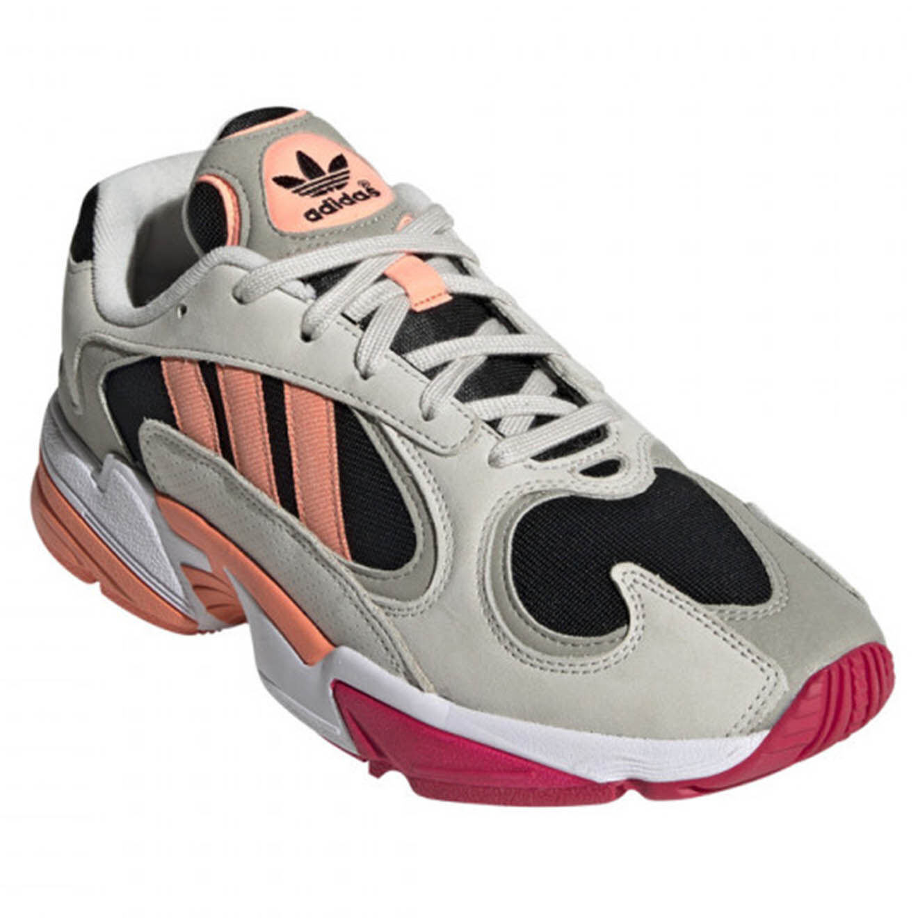 Adidas Baskets en Velours de Cuir & Mesh Yung-1 gris/noir/orange