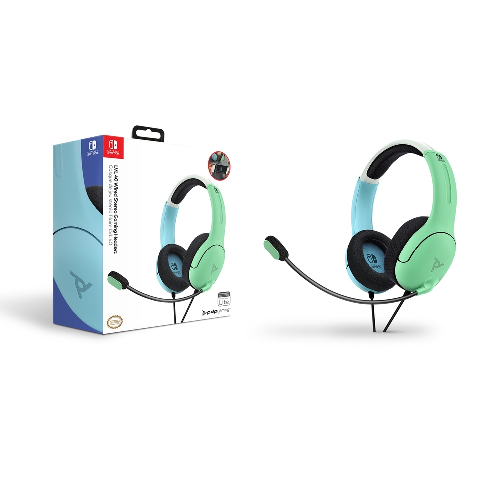 PDP Gaming LVL 40 kabelgebundenes Headset für Nintendo Switch – Blau & Grün