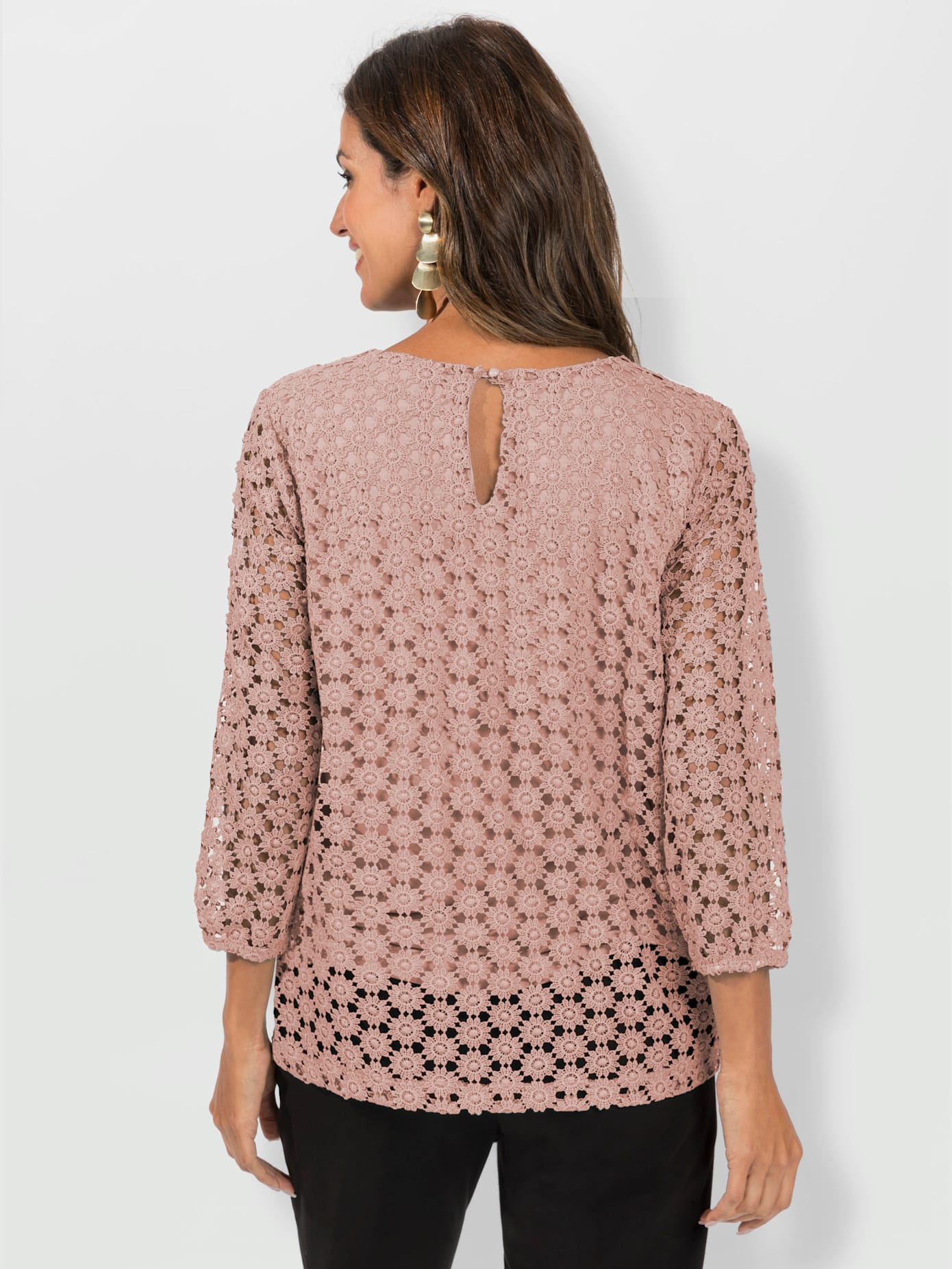 T-shirt en dentelle dentelle aux manches