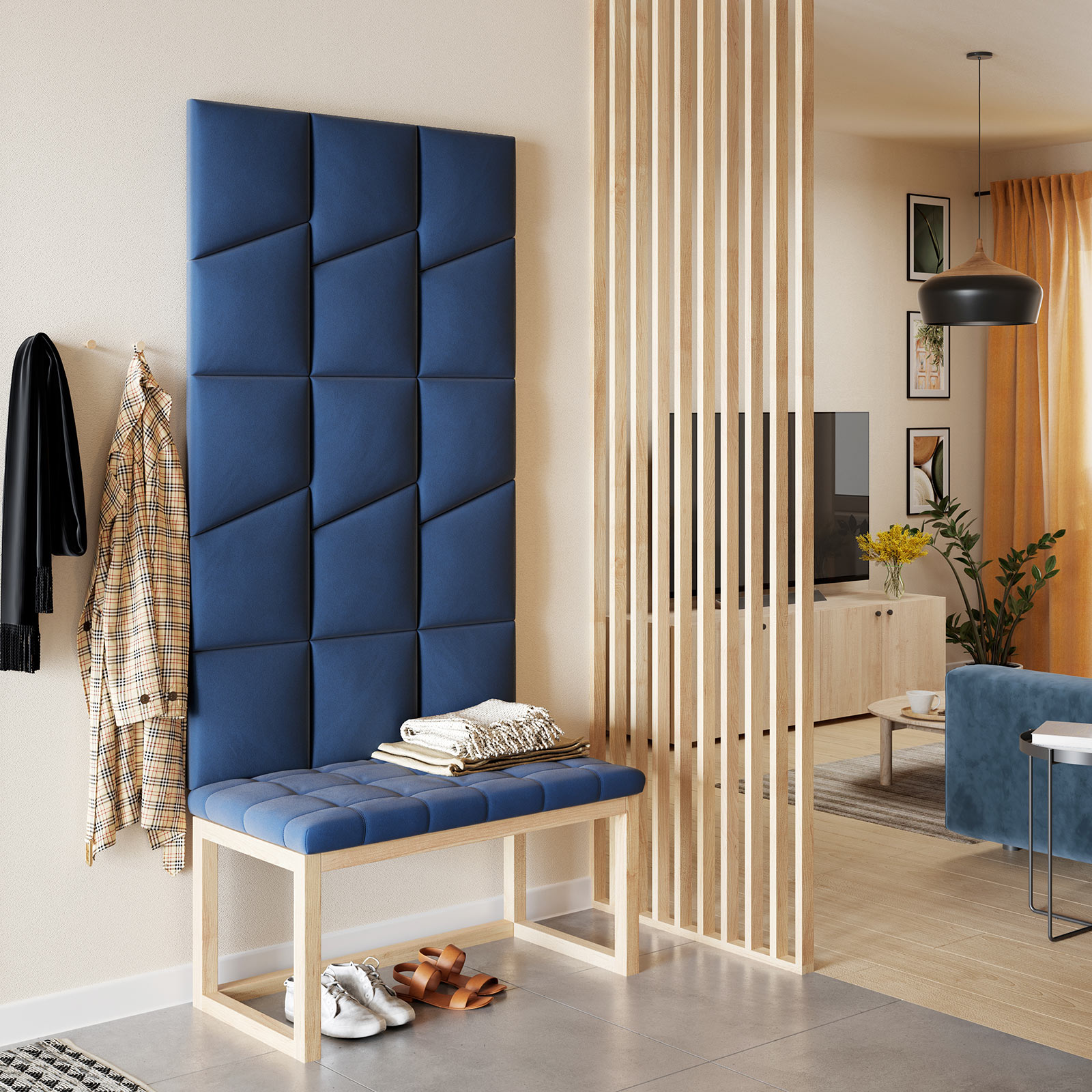 Wandpolster - navy blue - Samt - 30x35 cm