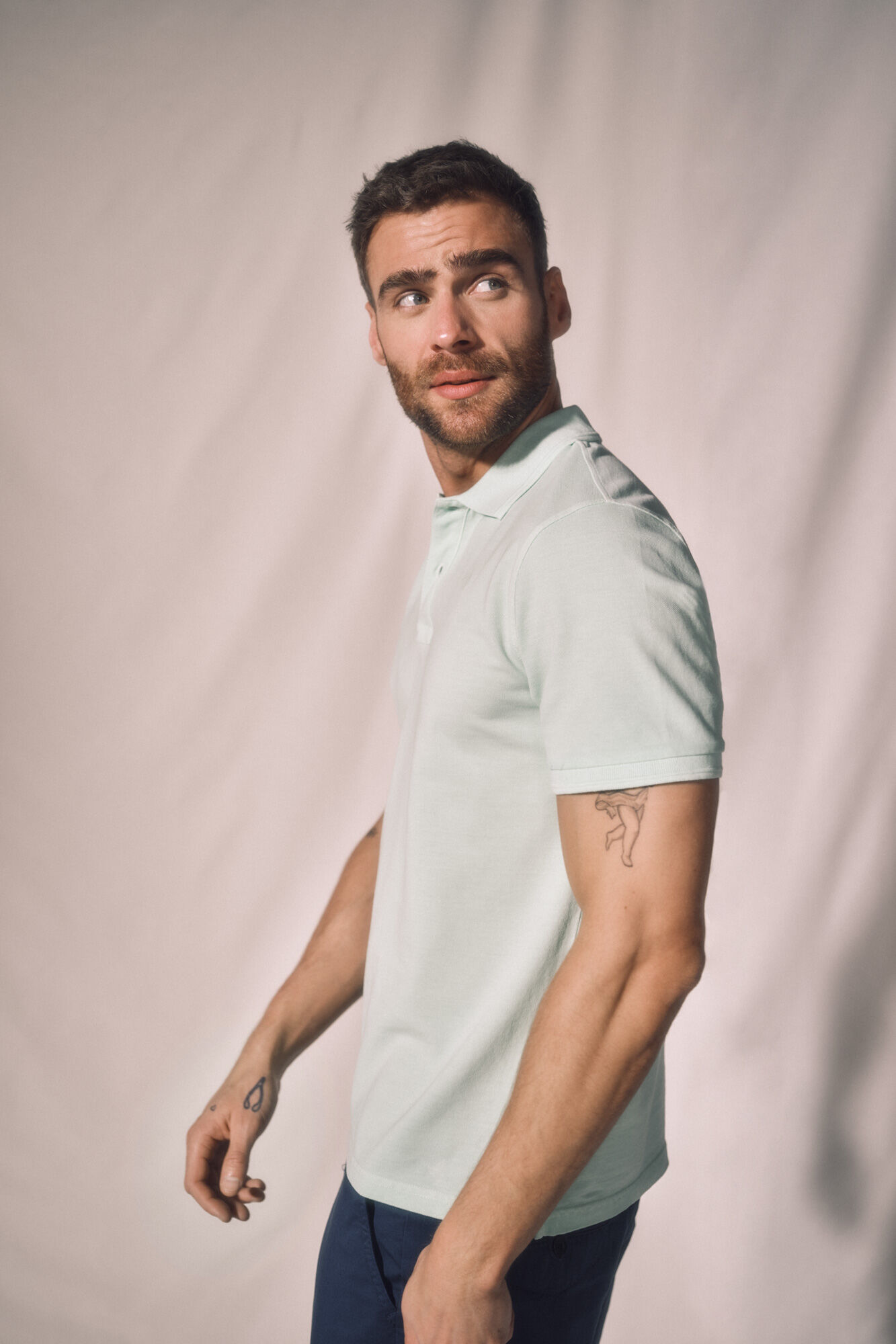 Polo piqué lavado bordado - Verde