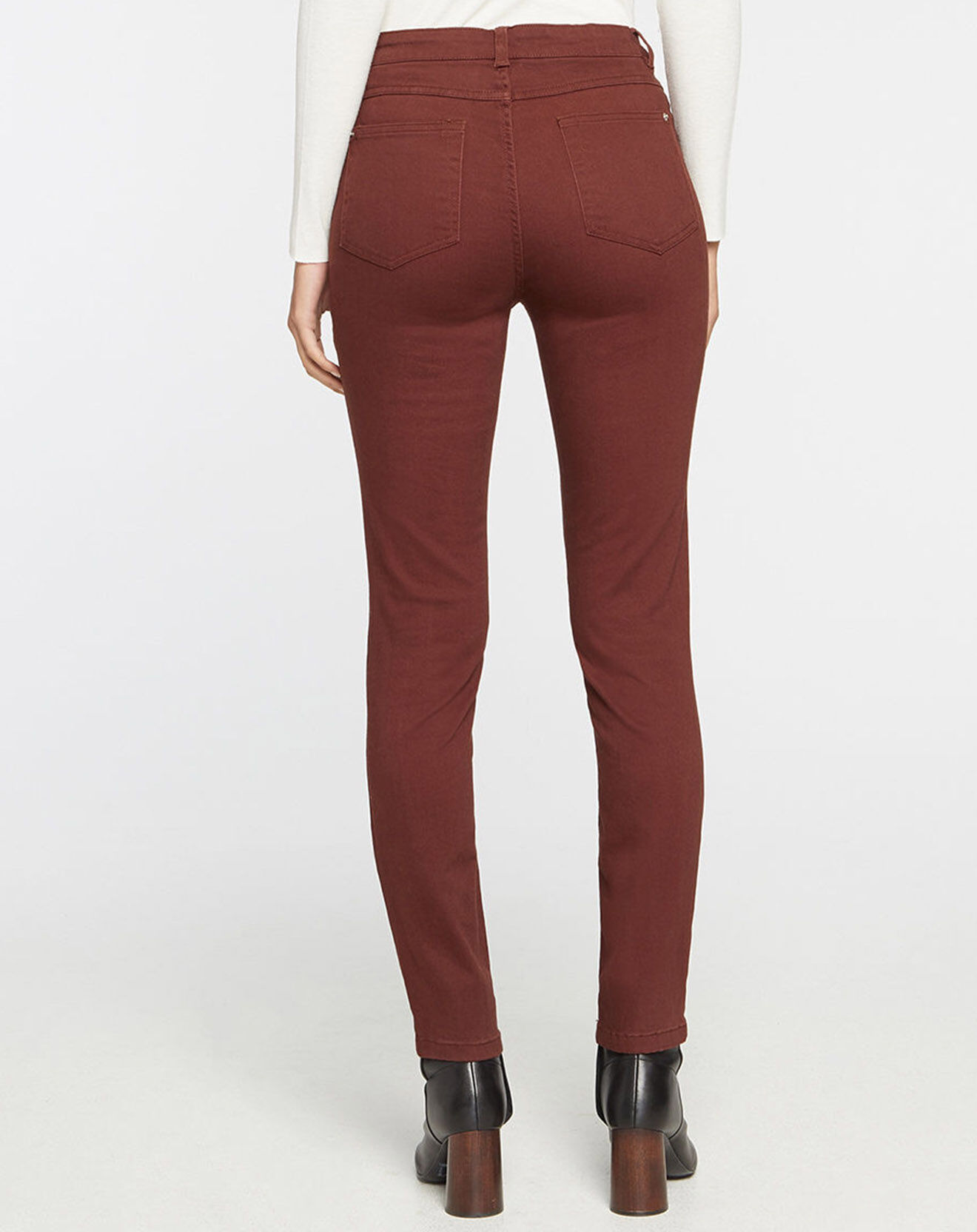 Galeries Lafayette Jean ajusté Gerly en Toile de coton marron foncé