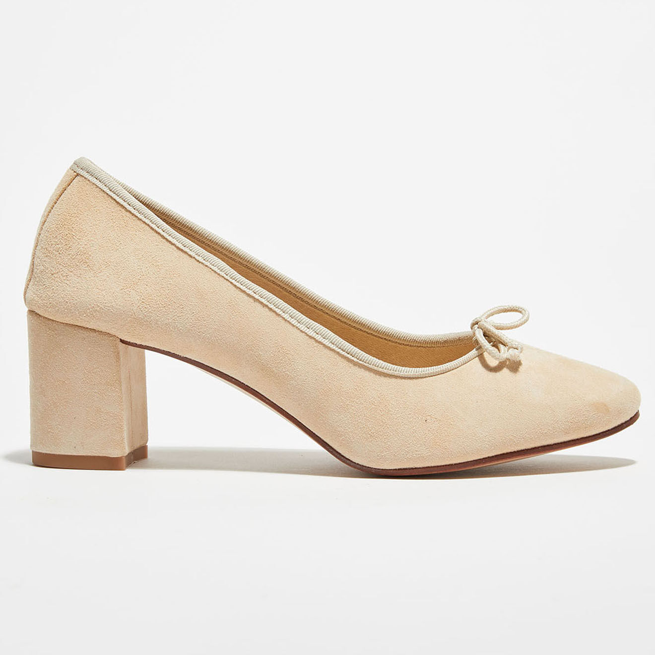 Quartier Latin Ballerines en Velours de Cuir Sophie beiges  - Talon 6 cm