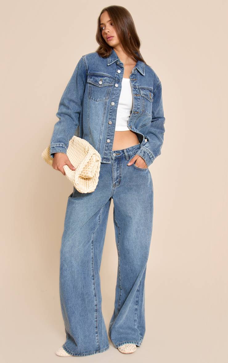Bleu Foncé Chemise En Jean Oversize