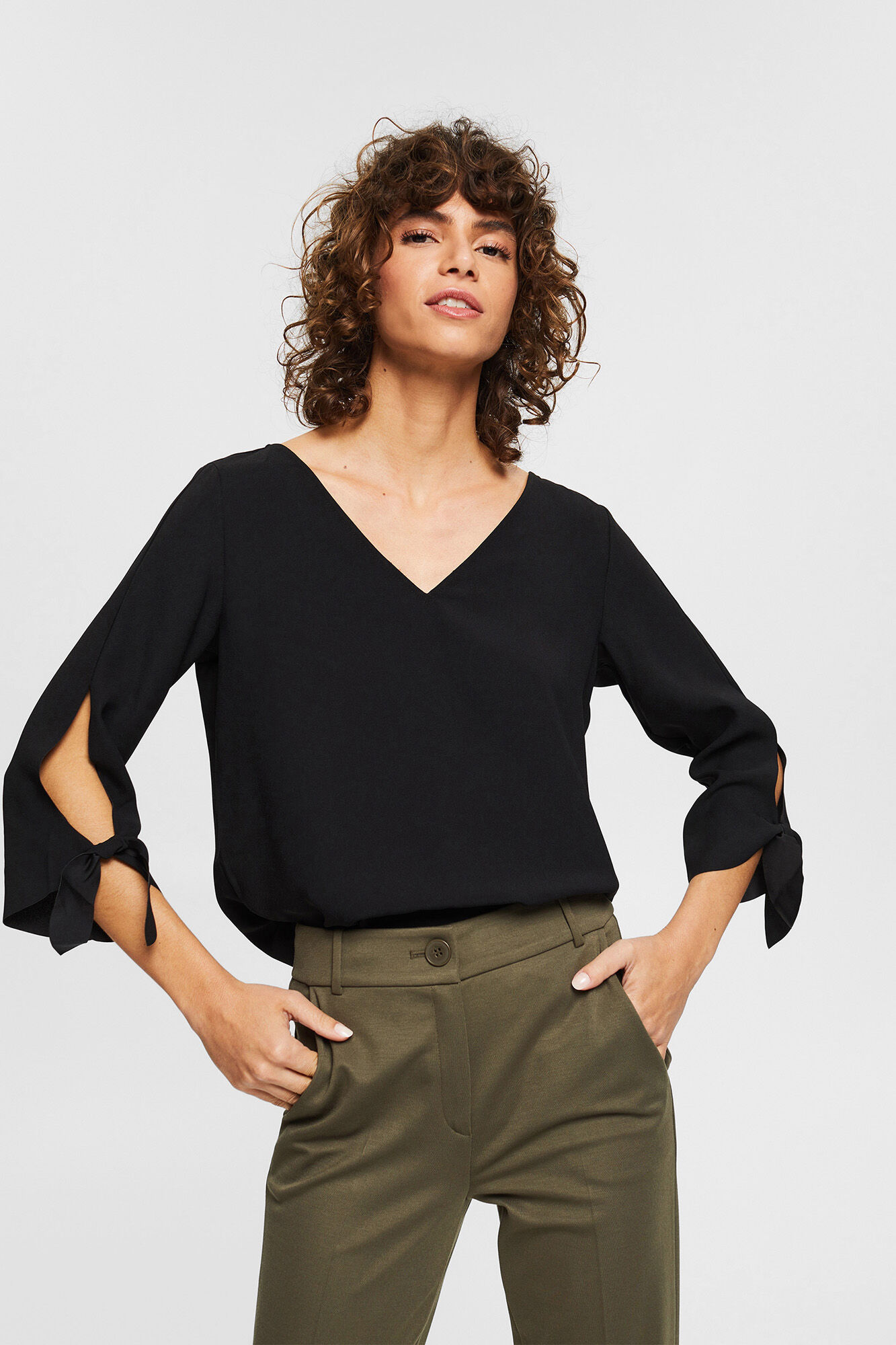 Blusa de crepe folgada - Preta