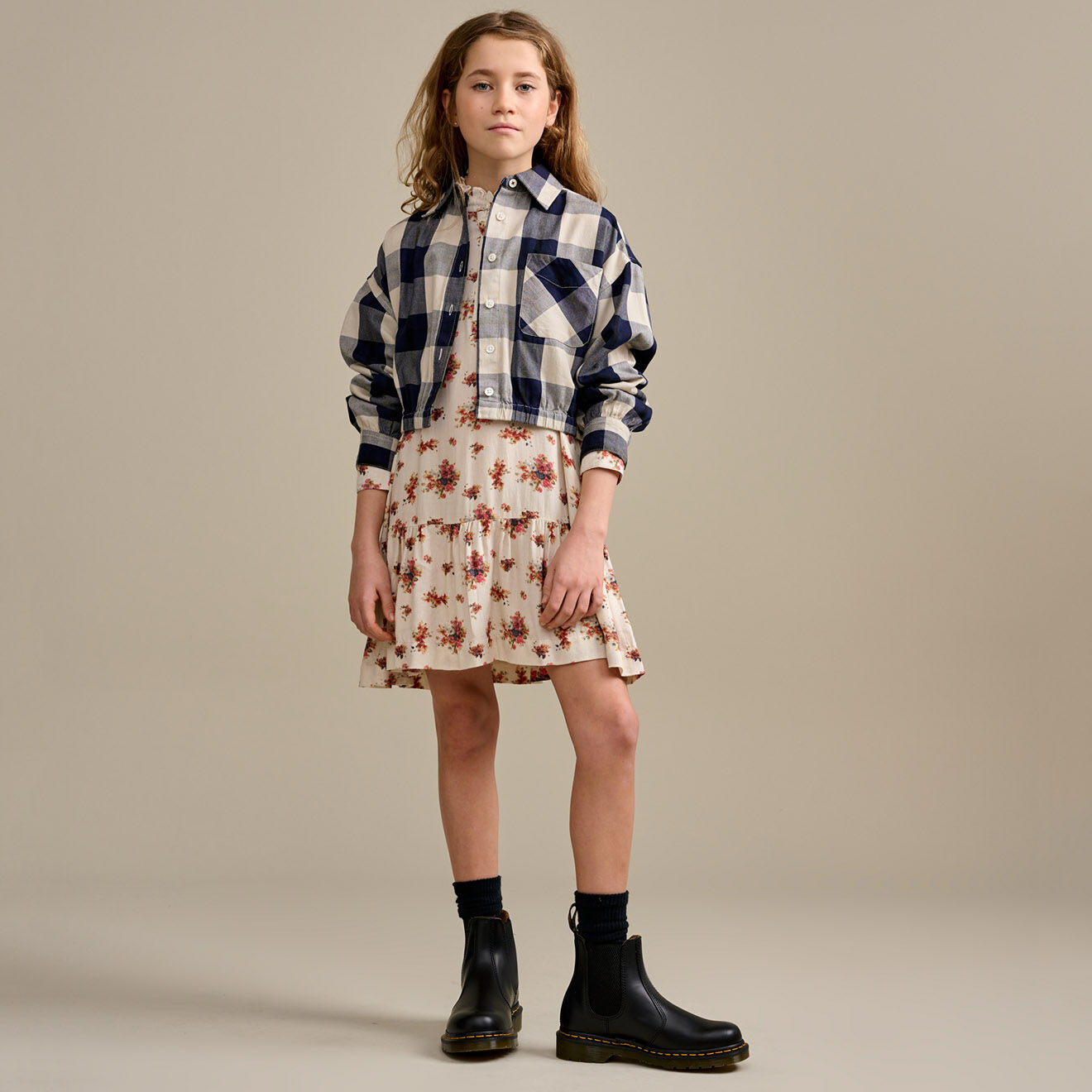 Bellerose Chemise Inxs à carreaux écru/marine