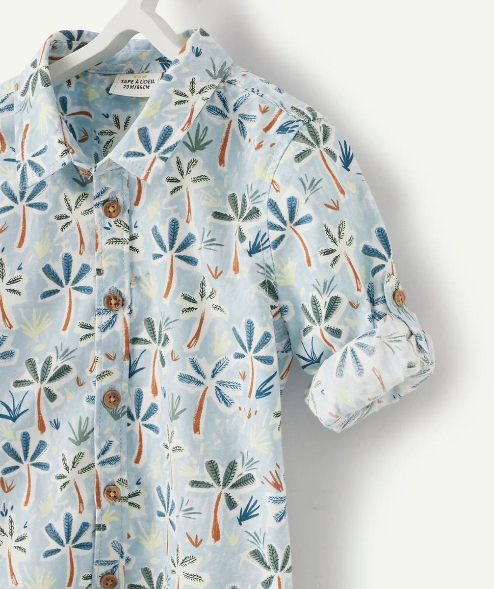 LA CHEMISE BLEU CIEL EN COTON IMPRIMÉ PALMIERS