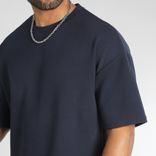 Tee Shirt Texturé Waffle Large 0376 Bleu Marine