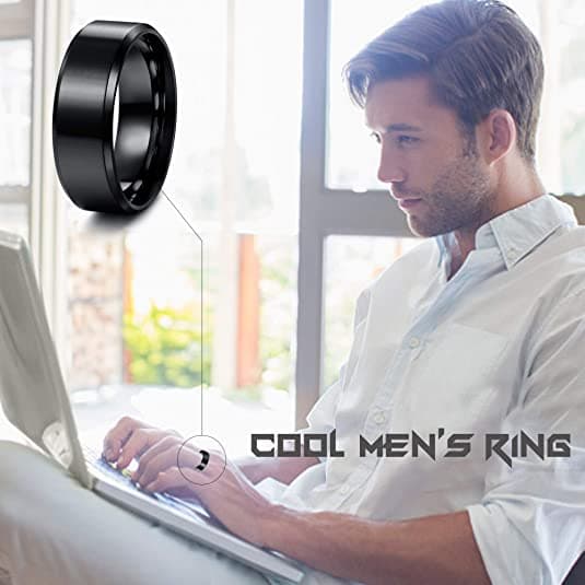 INF Antistressring i rustfritt stål med enkel design Sort