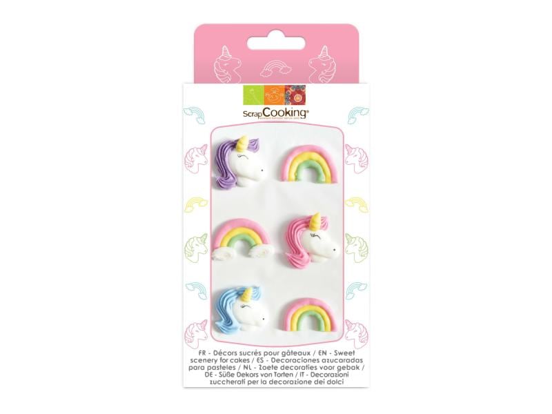 ScrapCooking Zuckerdekore Einhorn 6 Stück Kuchendekoration