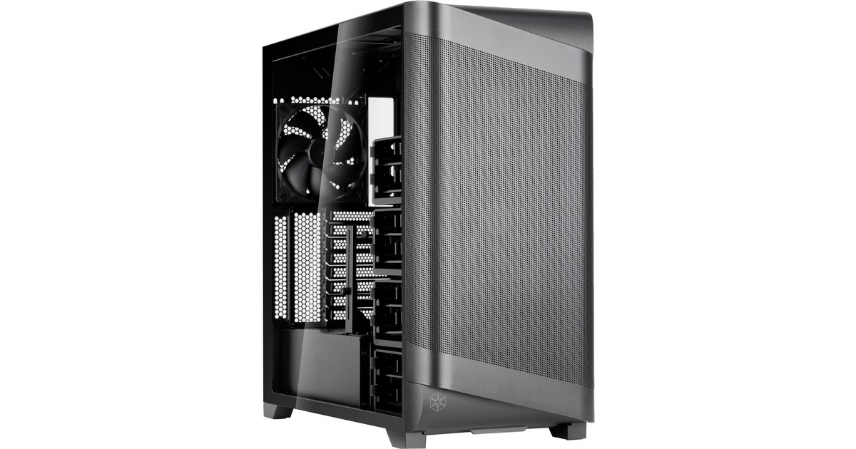 SilverStoneSETA A2 midi tower behuizing  (Zwart | 2x USB-A | 1x USB-C | Tempered Glass)