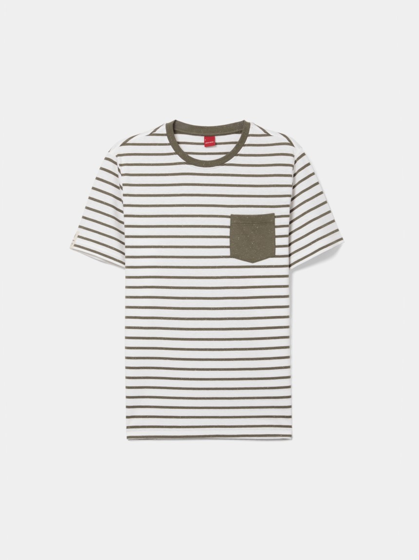 T-shirt de manga curta em algodão às riscas