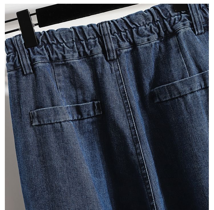 ZIMO - Mid Waist Washed Harem Jeans