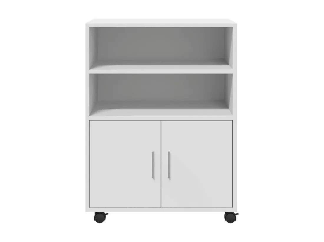 Armoire à roulettes blanc 60x48x81 cm bois d’ingénierie