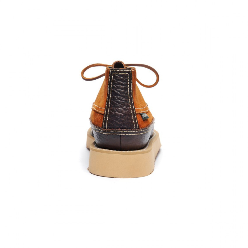 MAKWA SUEDE CANOE MOC TUMBLED DARK BROWN MILITARY-Mocassin en cuir pour homme