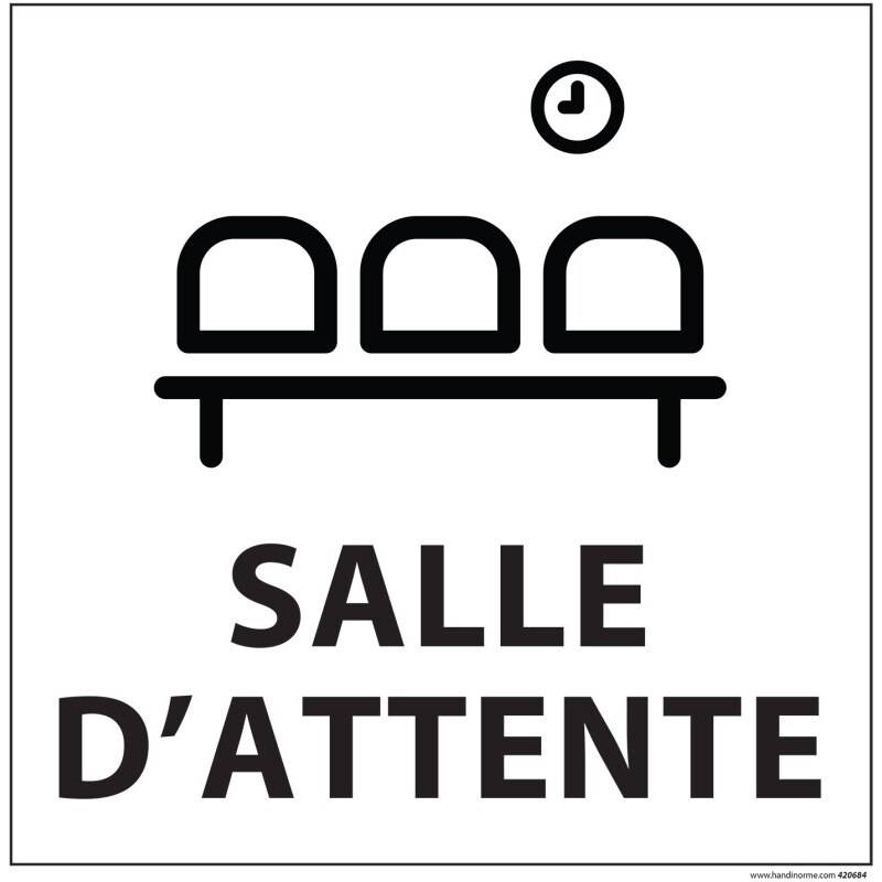 Panneau SALLE D'ATTENTE - fond blanc 250 x 250 mm