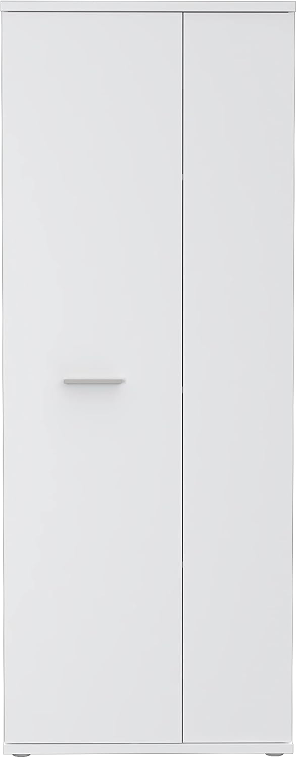 FORTE NET106 Schrank 70 180, Mehrzweckschrank Weiß, Staubsaugerschrank, Abstellraum, Drehtürenschrank, 2-türig mit Einlegeböden, 69 cm breit x 179 cm hoch x 35 cm tief