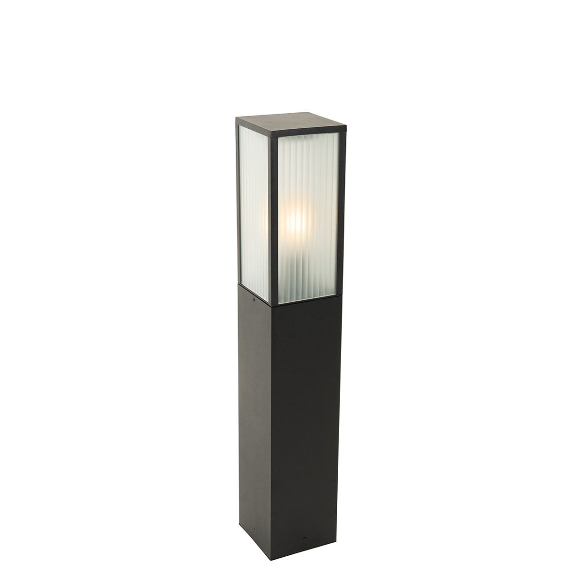 Smart staande buitenlamp zwart met ribbel glas 80 cm incl. Wifi A60 - Charlois