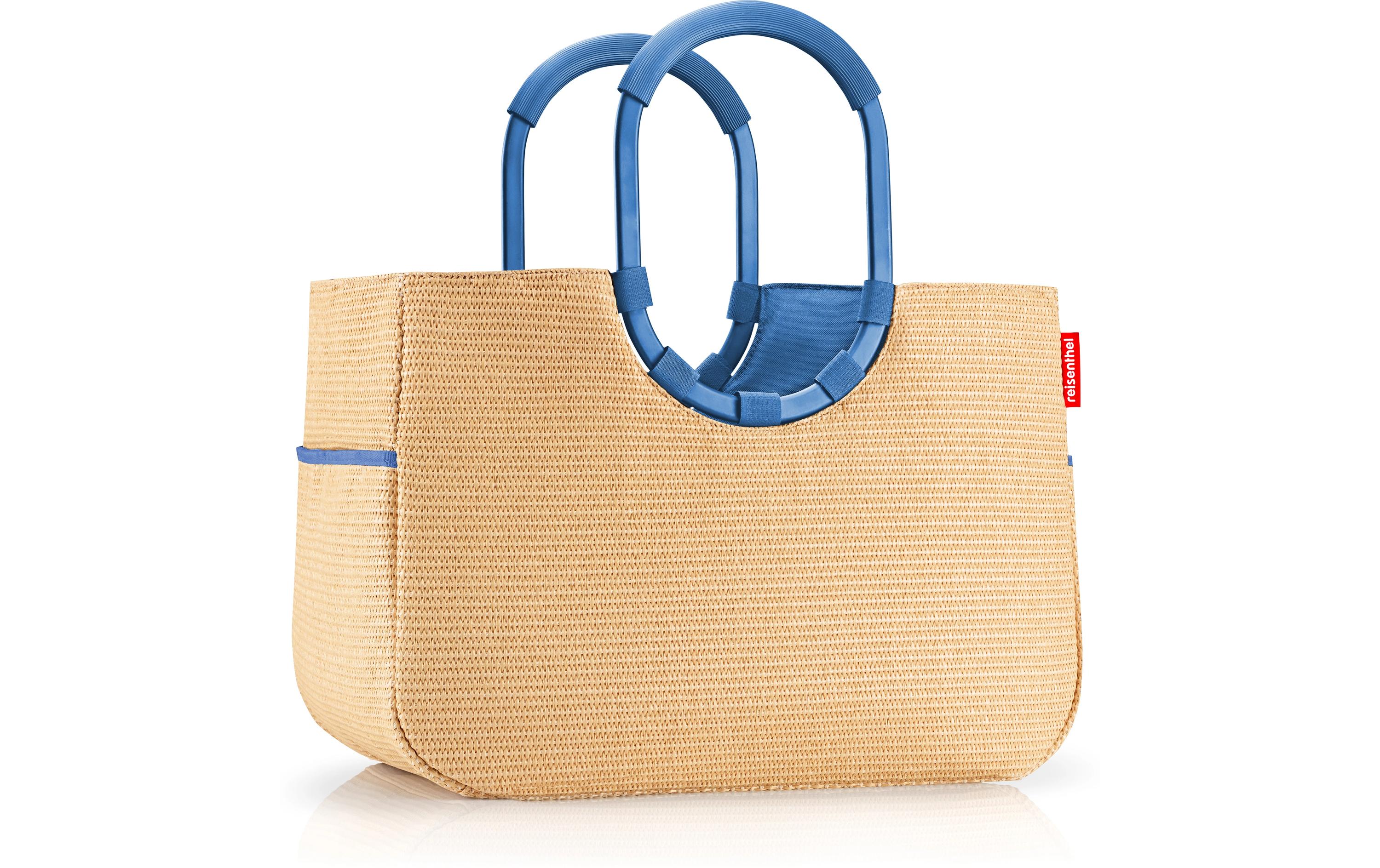 Einkaufskorb loopshopper L Frame Raffia BlueElegante Einkaufstasche
