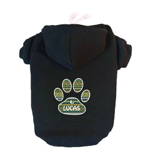 Moletom preto com estampa de pata para cachorros