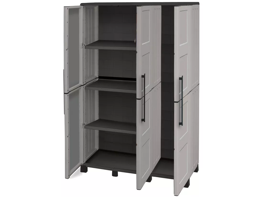Armoire en polypropylène avec charnières en acier, étagères et pieds réglables, 1020 x 370 x 1690 mm