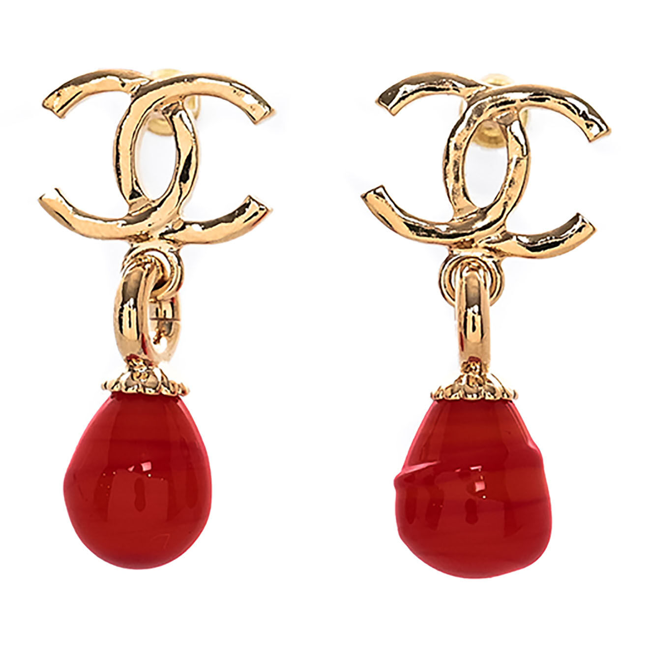 Chanel Boucles d'oreilles pendantes rouges - Neuf sans étiquette