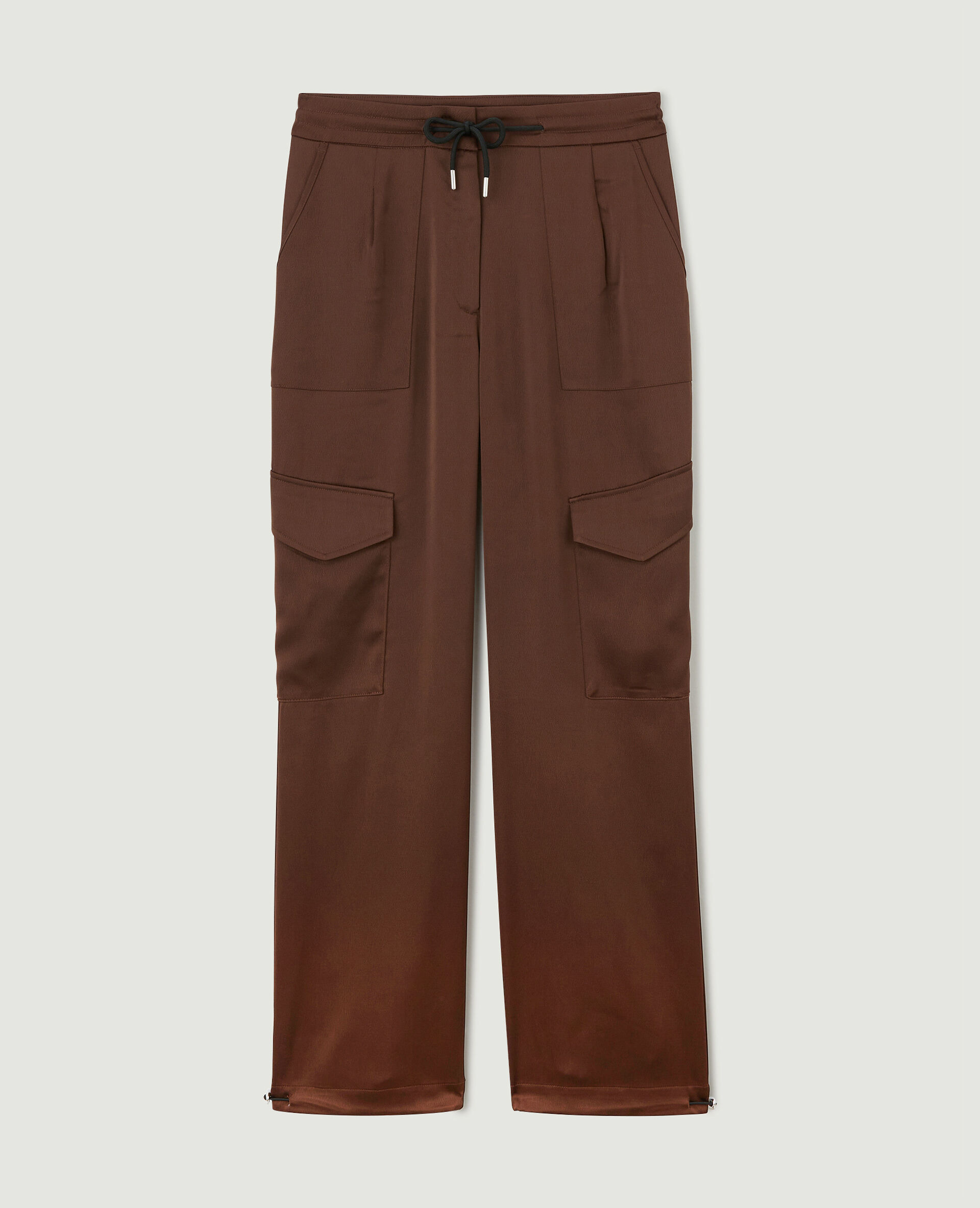 Pantalon cargo en tissu satiné - Marron