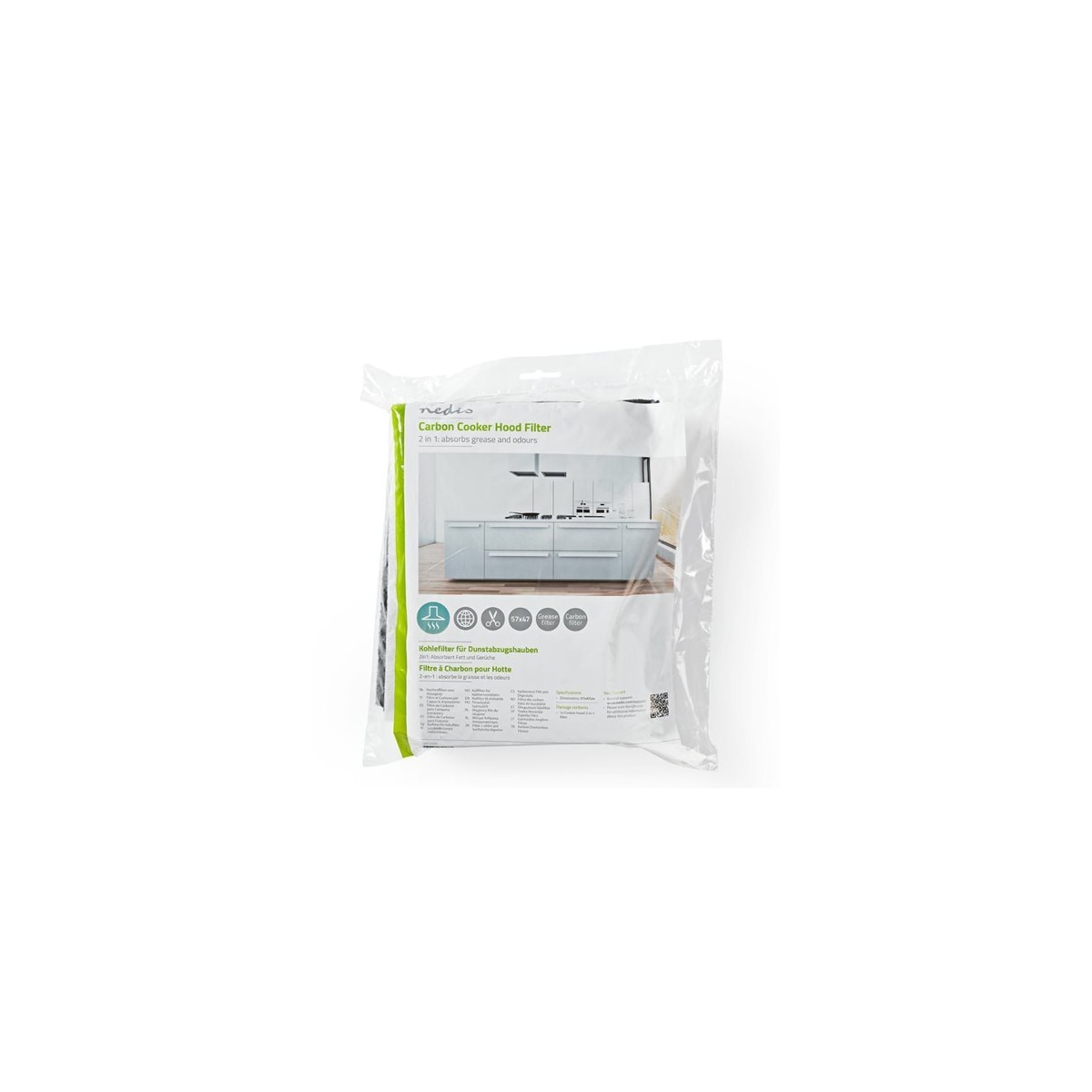 Fettfilter og kullfilter for kjøkkenvifte 57 cm x 47 cm 2 deler