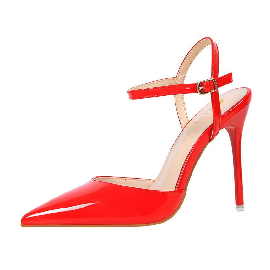 Niuna - Wetlook sandalen met hoge hak