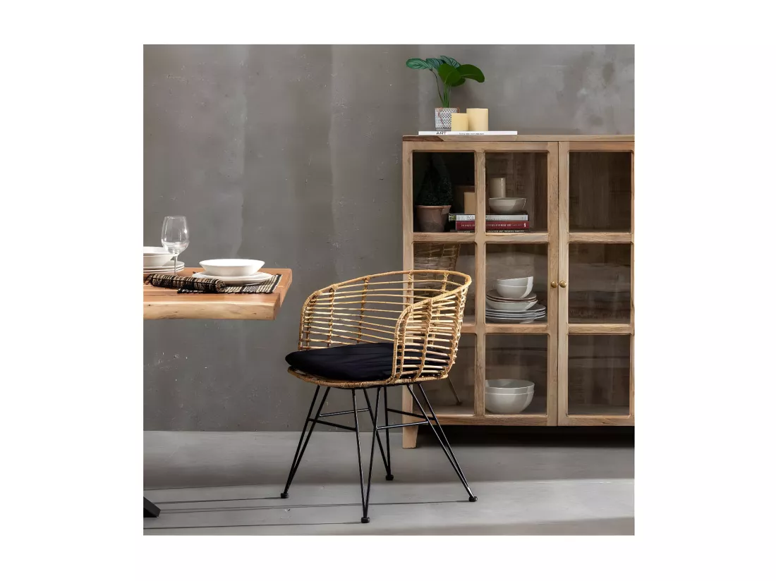 Fauteuil Rotin Naturel/Métal - PAVY