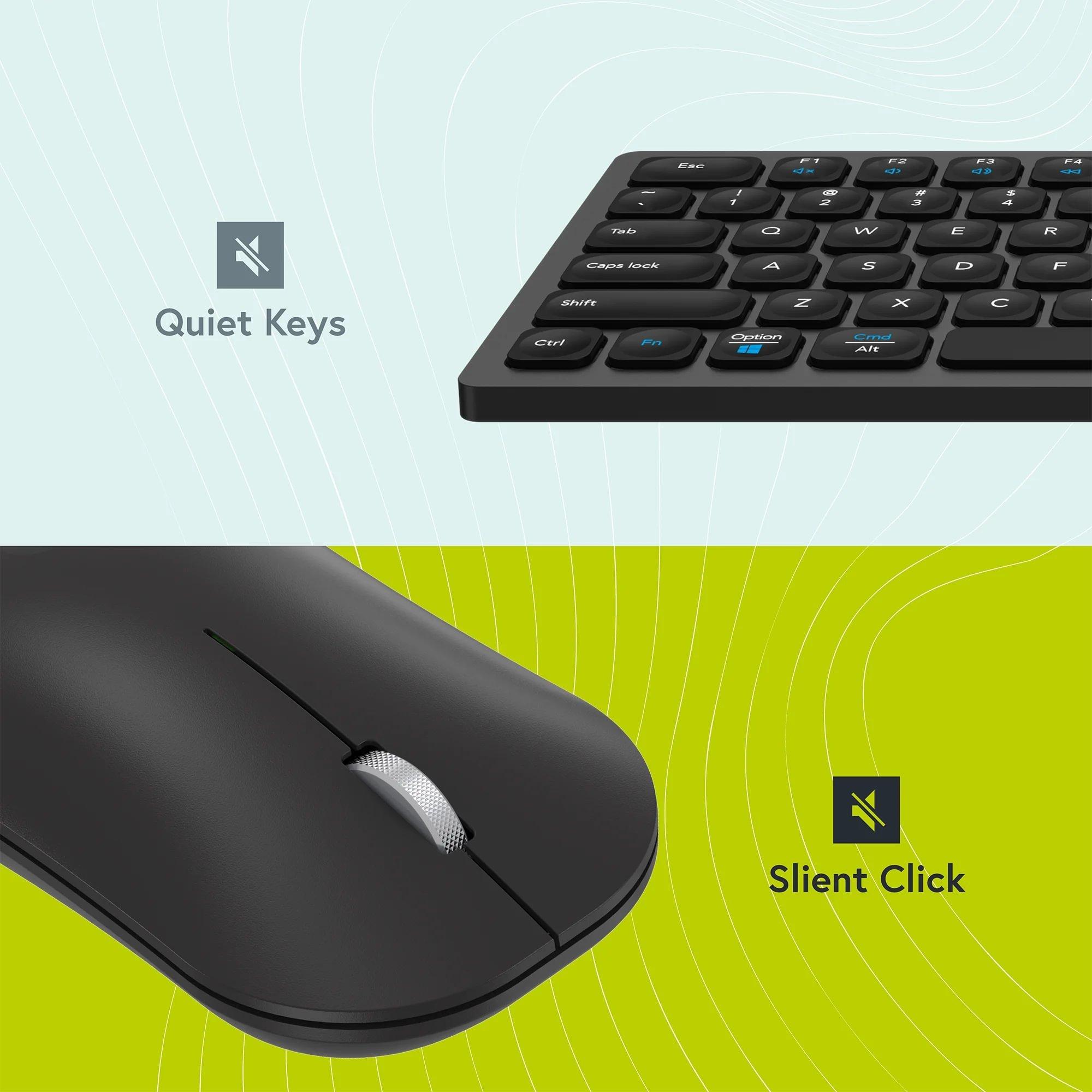 Styletech Styletech Silent Multi-Mode Bluetooth Wireless Mouse and Keyboard Bundle for PC & Mac - Black